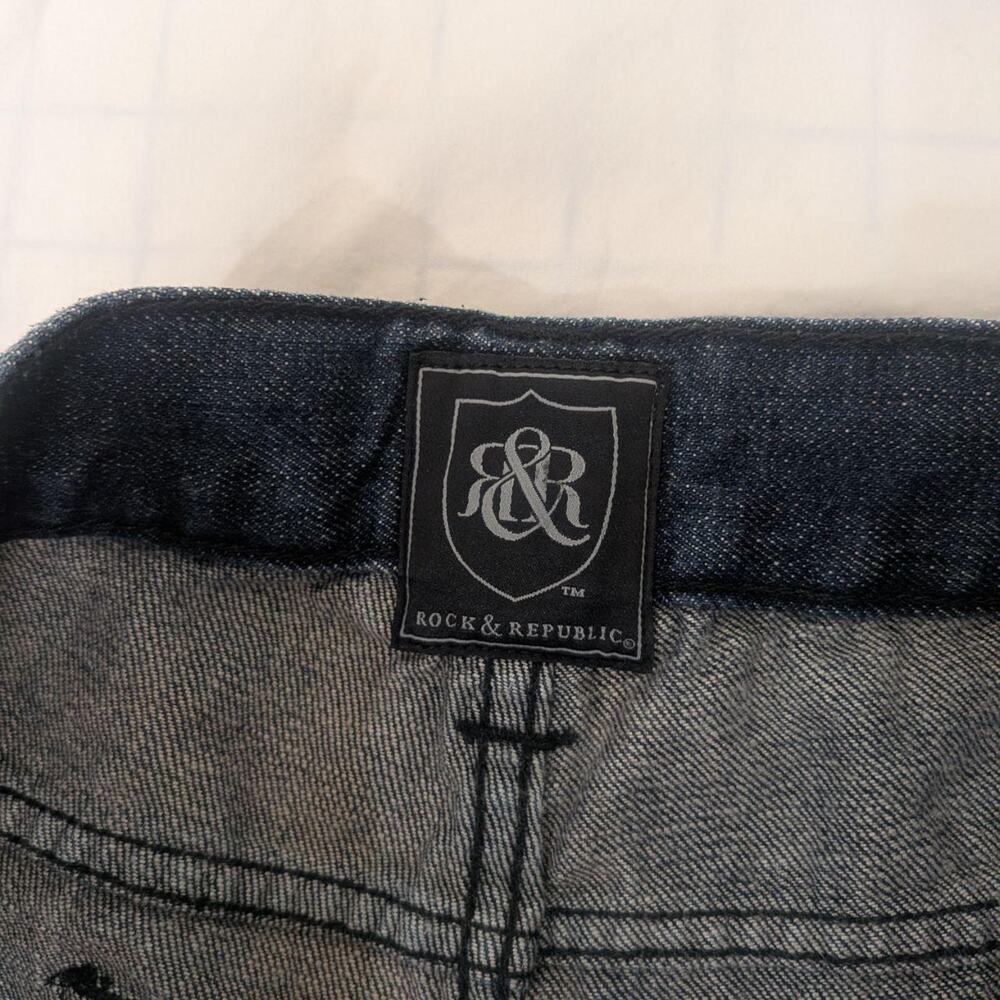 Rock & Republic dark wash “Blast” straight‑leg jeans sz 38×32 Made in Bangladesh